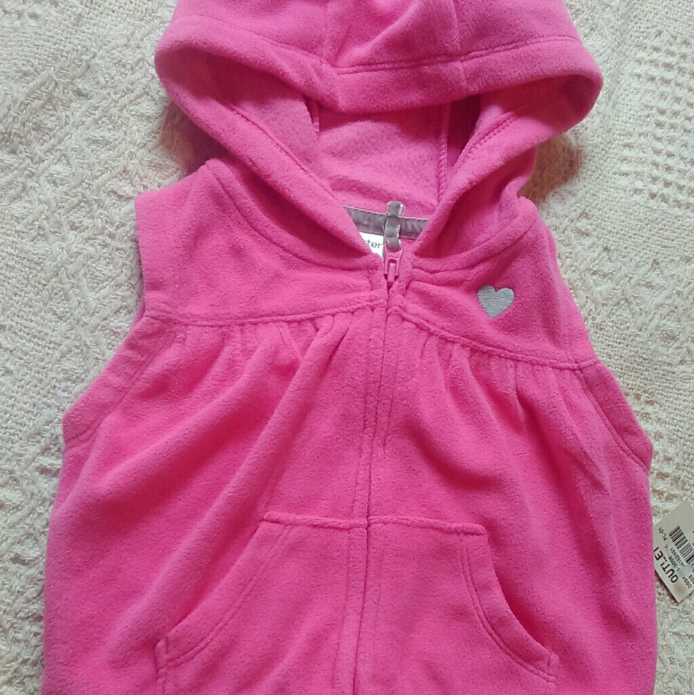 Carter's fleece hooded vest, Pink, 6 months